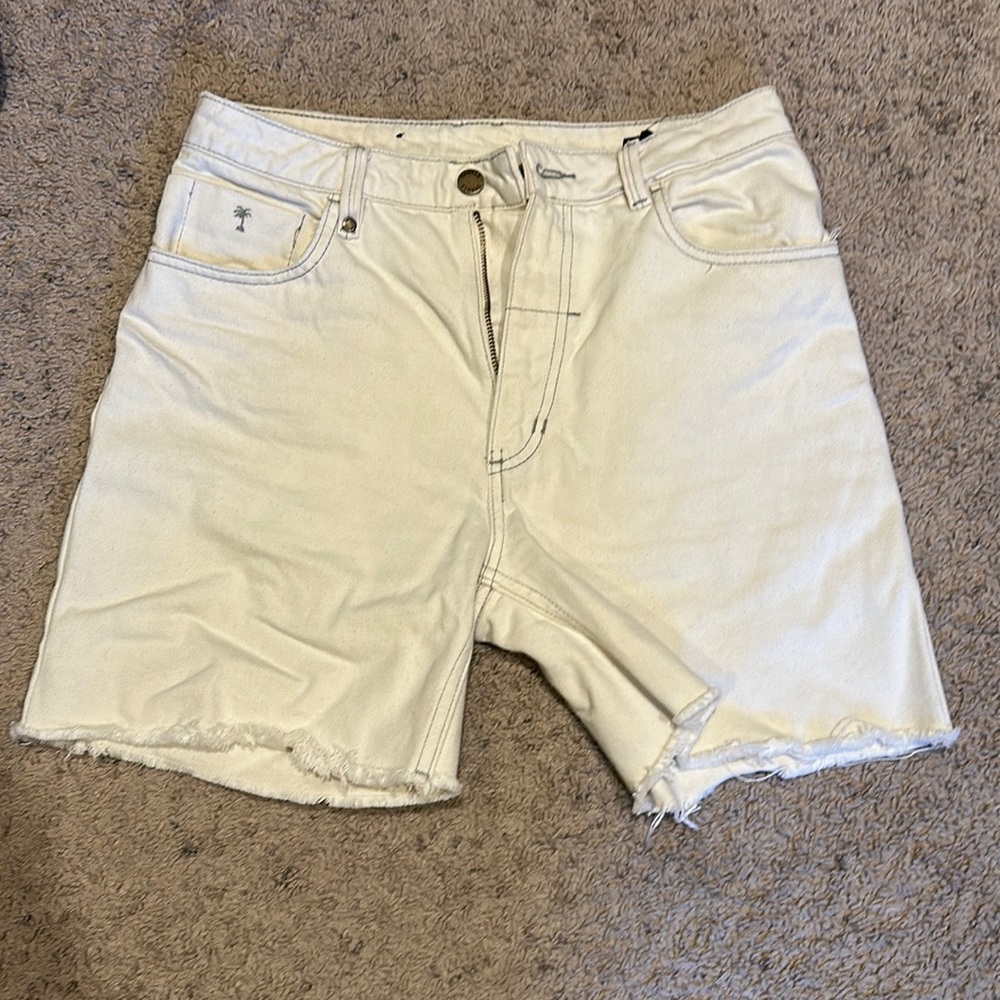 Thrills high rise ivory denim shorts